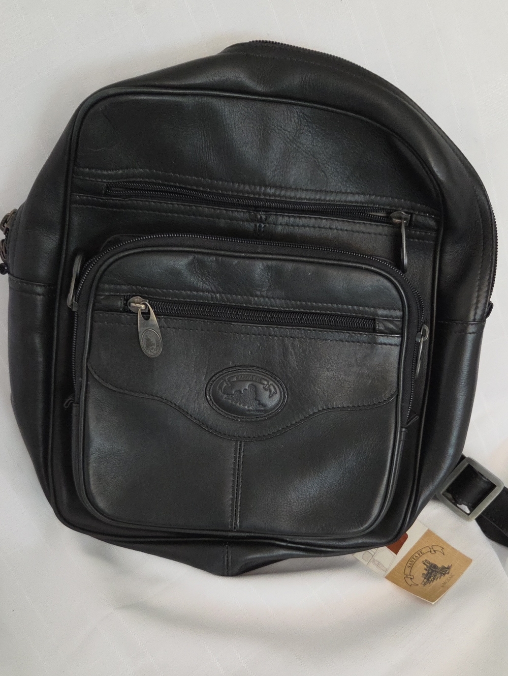 Santa Fe Classic Black Leather Sling Backpack By MOSAIC- Timeless Men's Carry